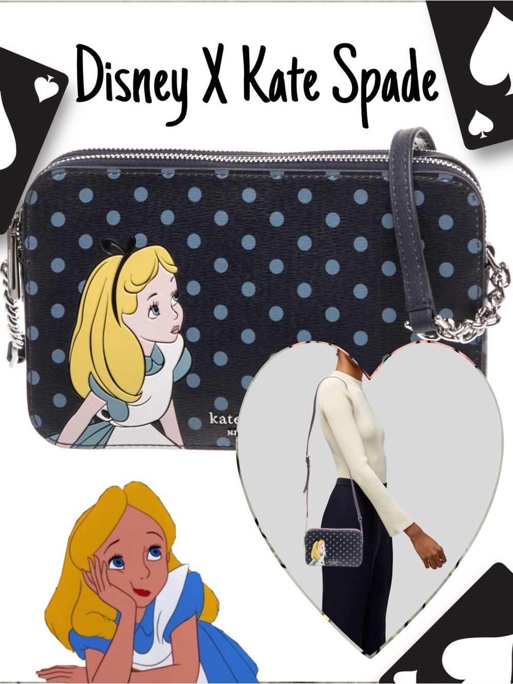 kate spade Disney Alice Polka Dot Crossbody - Navy